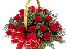 25 Red Roses Basket